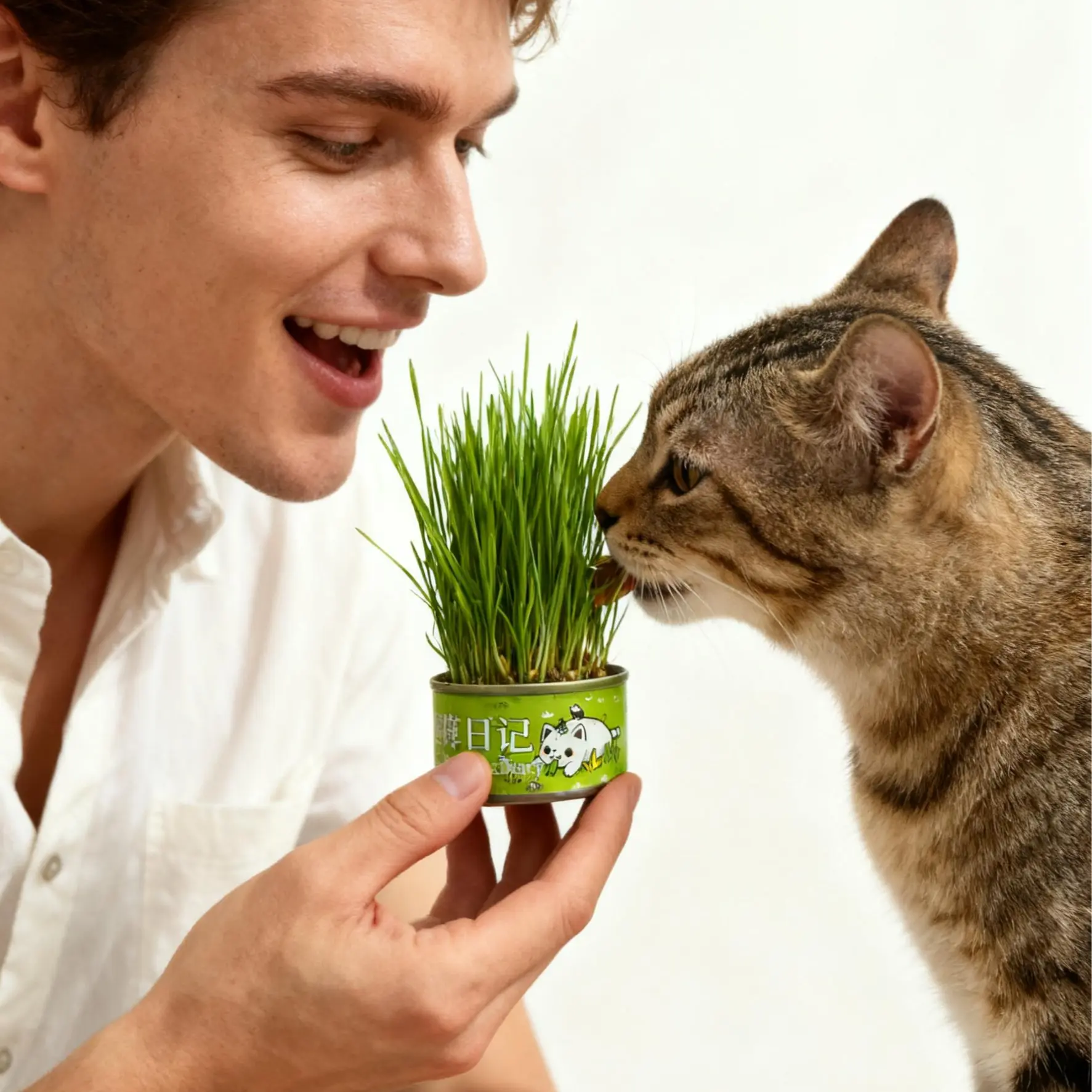 WhiteBear Organic Cat Grass Indoor Growing Kit - Includes organic seed mix, vermiculite, and premium wheat seeds.  Naturally helps with hairball control and digestion. Ready to grow right out of the can, making it the perfect gift for your cat.