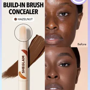 SHEGLAM Perfect Skin High Coverage Concealer - Russet 20 Shades, Liquid Concealer Brush, Moisturizing & Weightless - Cosmetic, Moisture