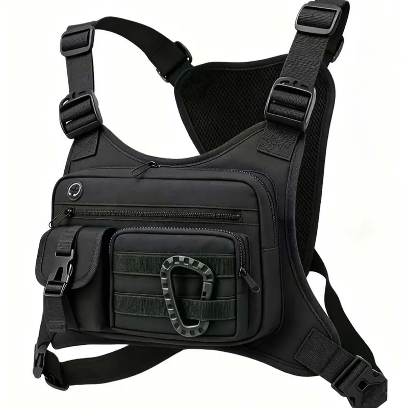 Outdoor Running Chest Bag, Nylon Sports Backpack, Men's Street Style, All Seasons, Universal Sports Type, Plain Surface Design, Active, Training, Accessories, Gear