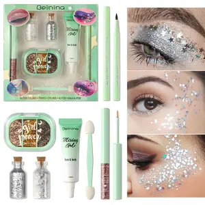 Glitter Liquid Eyeliner & Eyeshadow Set – Waterproof, Smudge-Proof & Vibrant – Perfect for Summer Music Festivals, Rave Parties, Halloween Looks, Holiday Glam & New Year's Eve – Cute Drink-Shaped Container – Long-Lasting, High-Shine Eye Makeup