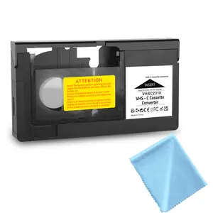 Cassette Adapter for Camcorders SVHS VHS-C to VHS – Ideal for VCR Player, VHS Tapes, Video Cassette Player and VHS to Digital Converting with 1 Pc Lens Clean Cloth