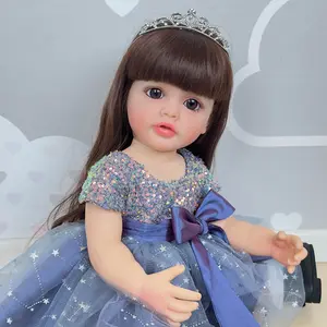 Reborn Baby Doll Vinyl Full Body 22 Inch Toddler Doll with Long Hair Reborn Baby Doll Realistic Newborn Princess Toddler Dolls Washable for Girl