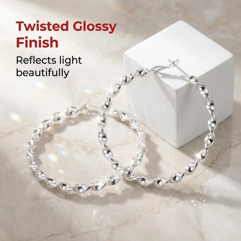 Ladies' 925 Silver Plated Retro Wave Twisted Earnail Jewelry