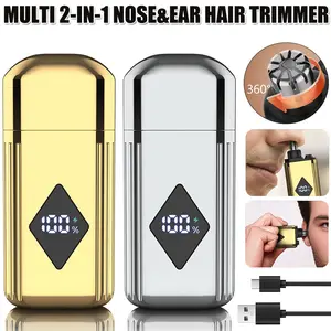 2-in-1 Cordless Rechargeable Nose & Ear Hair Trimmer - USB/Type-C Rechargeable, Carbon Steel Portable Clipper for Men, Clean Personal Care Tool, Ideal Gift for Special Occasions, Cordless Rechargeable Trimmer, Usb Rechargeable Trimmer