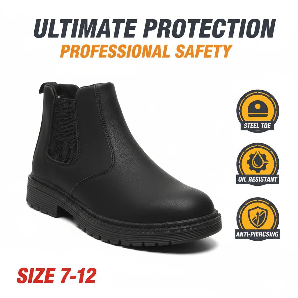 Shield Splash-proof Smash-proof Puncture-proof Breathable Safety Shoes Unisex Chef Work Shoe Waterproof Anti-slip Durable Outdoor Comfortable for Airport Baggage Handlers Ground Crew Security Guards Patrol Officers Men Women