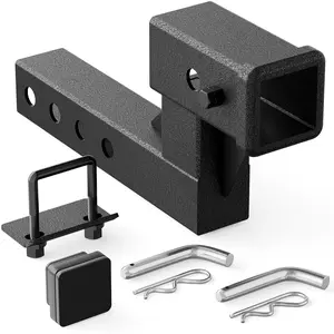 【Yzona】Carbon Steel 2-Inch Trailer Receiver Hitch Riser & Extender, 4.4" Rise/Drop, Quick Install, Universal Fit, 5"/6"/8"/9" Extension Length Options, Max 7500 lbs Towing Capacity, Matte Black Solid Tube