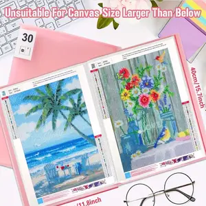 A3 Diamond Painting Storage Folder, 30 Pages Holds 60 Works, 44x32cm/17.3x11.8inch, Artwork Organizer & Protector, Organizer Holder