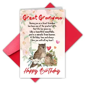 1PC Happy Birthday Card to Grandmom, Heartfelt Bday Card for Grandma, Holiday Greeting Card with Envelope