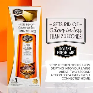 Effective AFTER COOKING Odor Eliminator & Air Fragrance Spray 10.1 Oz for Kitchen and Near Areas Alcohol-Free Non-Flammable Scented Pear Vanilla Blend Bottle Perfume Aroma - INSTANT FRESH AIR