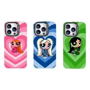 Adorable Powerpuff Girls Phone Case Cute Cartoon Phone Case Perfect Gift for Fashion Girls Women Girly Phone Cases Protective Smartphone Compatible for iPhone 11 12 13 14 15 16 17 Pro Max Plus Air Mini Retro Action Hero Vibe Hard Cover