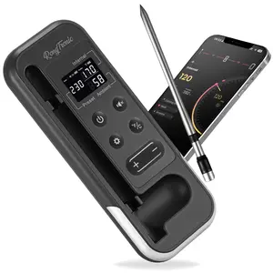 Wireless Meat Thermometer Digital with Ultra Thin Meat Probe, Measures Internal & Ambient Temp, 800FT Bluetooth Meat Thermometer with Host Control for Barbecue, Grilling, Oven & Smoker