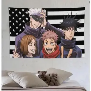 Jujutsu Kaisen Gojo Satoru tapestry anime interior decoration bedside sofa living room hanging painting poster Black flag background wall