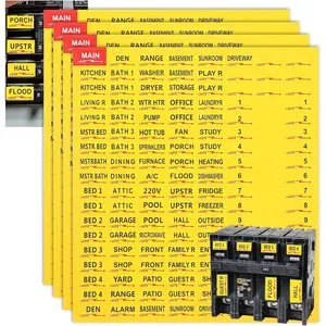 4 Sheets(516pcs) Circuit Breaker Labels, Electrical Panel Labels, Self-Adhesive Breaker Box Label  Fuse Box Stickers Fuse Panel Marker Sign for Home Office Electrical Panels(Yellow)