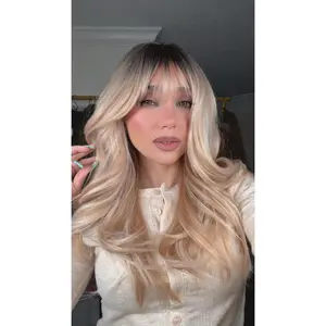 EllaRae | Stella Style Wig | Non Lace Front Platinum with Golden highlights with Bangs