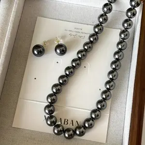 Elegant Freshwater Black Pearl Jewelry Set for Women - Vintage-Inspired Necklace and Earrings, Perfect for Weddings & Special Occasions Fall and winter appropriate jewelry