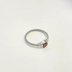 Sterling Silver 925 Red Garnet Band Ring Jewelry