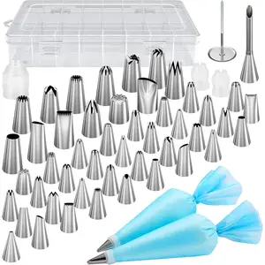 54 in 1 Piping Bags and Tips Set with 13 Large Size Piping Tips, 35 Standard Size Icing Tips, 2  Pastry Bags 12 Inch, Cake Decorating Kit Supplies, Frosting Piping Kit for Cake, Cupcake