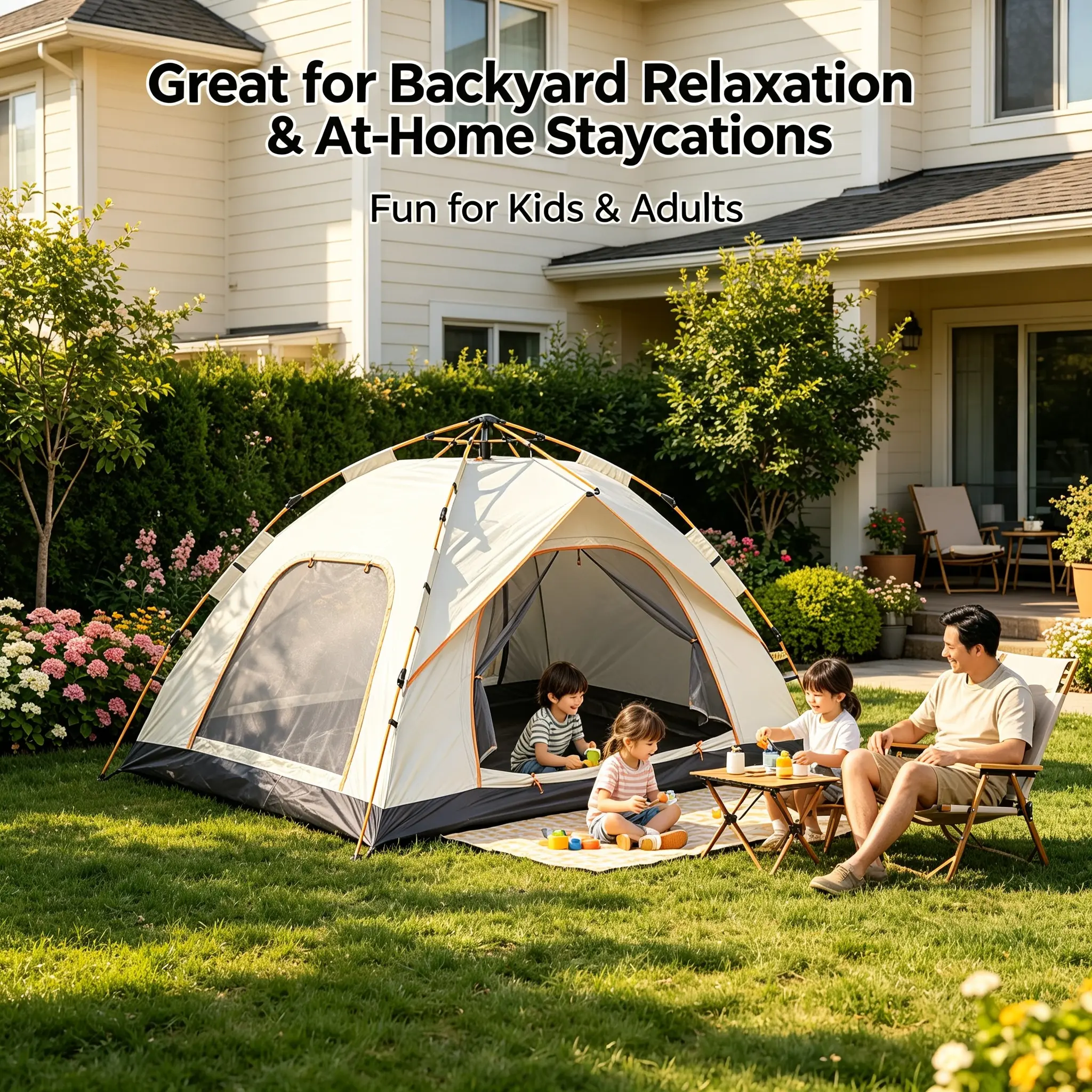2-3 Person Instant Pop-Up Camping Tent, All-Weather Waterproof UV-Resistant with Mosquito Net, Windproof Durable Frame, Quick Setup for Camping Hiking Essentials