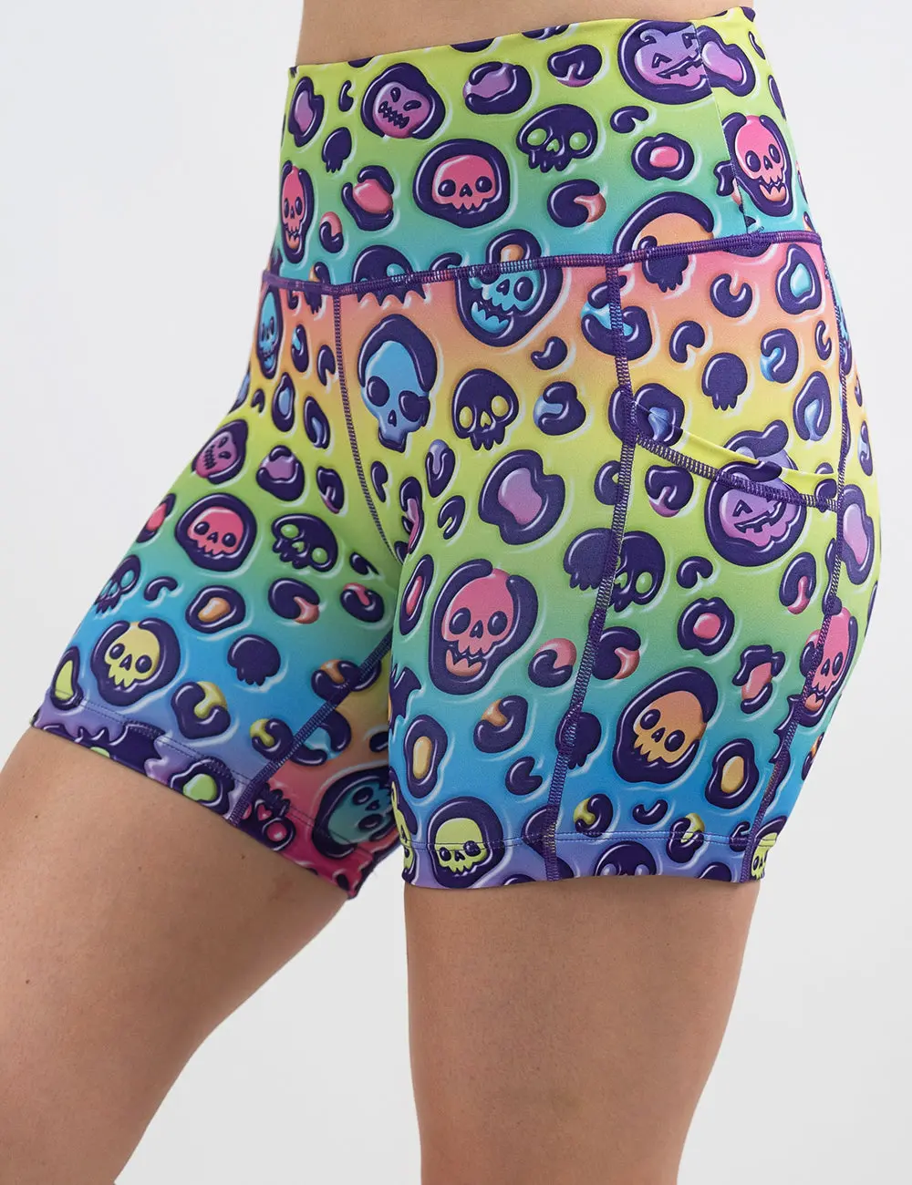 CONSTANTLY VARIED GEAR Women's Leopard Print Beachwear Shorts - Colorful Haunted Theme Sports & Outdoor Bottoms
