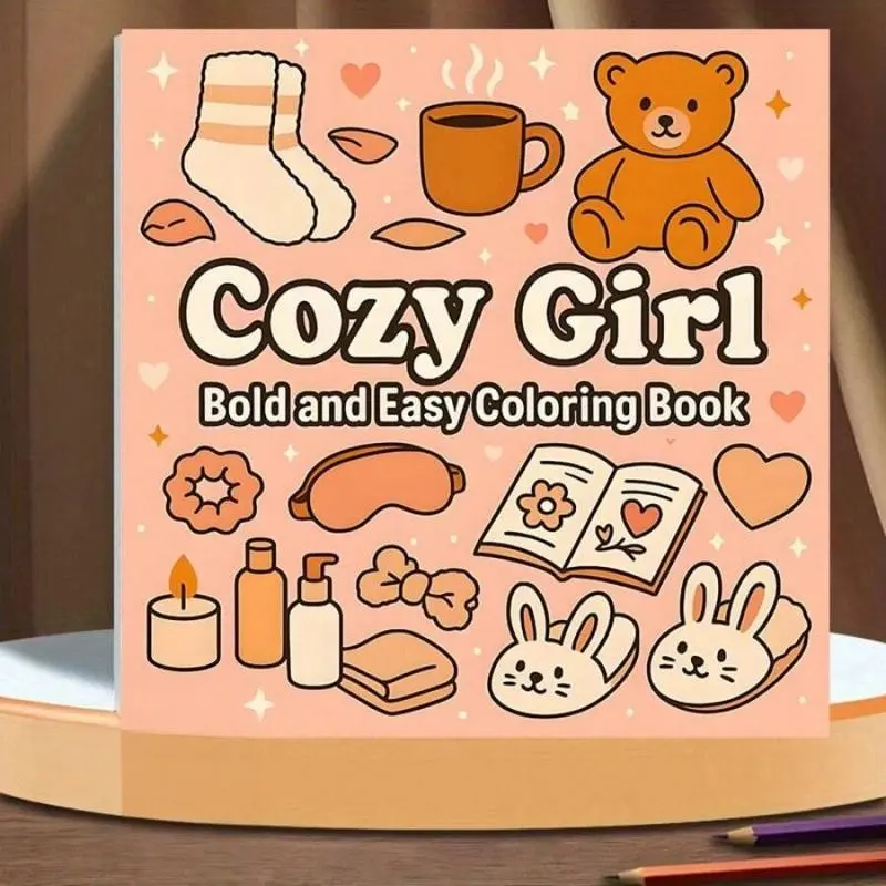 Sheets Of Bold Yet Simple Coloring Pages For Girls - Themes Of Bold Designs, Cozy, Tea, Soft Aesthetics, And Comfy Moments, Teenage Coloring Book, Coloring Gift Book