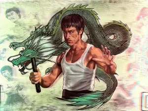 3D Motion Holographic Art Wall Poster For Room Wall Decor - Bruce Lee