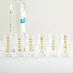 Z Gallerie Cheers Shot Glass Set with “Cheers” in Different Language Drinkware Glassware
