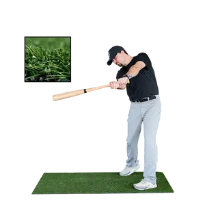 3 x 5 Baseball Stance Mat – Long Pile Turf (1"–2" Variable), Urethane-Coated Backing