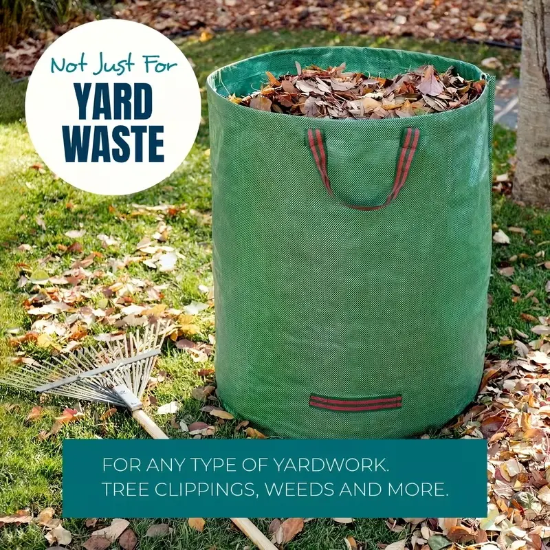 Large capacity outdoor garden garbage collection bag, suitable for lawn, swimming pool, yard, home, laundry and miscellaneous items, Portable Foldable PP waterproof woven waste collection bag