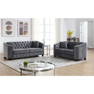 3-seater + 2-seater Combination sofa.Velvet Grey 3-seater + 2-seater Combination sofa.Velvet Grey