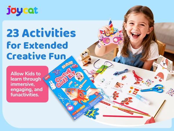 JoyCat Scissor Skills Activity Book, 4 Progressive Levels to Learn Cutting for Kids, 27 Fun Crafts with Child-Safe Scissors, Develop Fine Motor Skills, Ideal Christmas Gift & Arts and Crafts