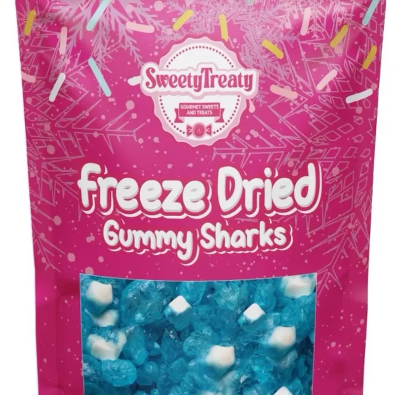 Freeze Dried Gummy Sharks - Crunchy Snack Candy by SweetyTreatyCo - Chewy, Sugar freeze dried candy