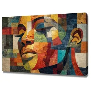Vintage Abstract Canvas Colorful Face  Decor Art Posters And Prints Pictures,For Hallway Bedroom Modern Home Decoration(Orange)