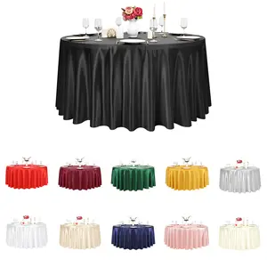 6/10/12 Pack Satin Fabric Tablecloth, Wrinkle Resistant Washable TableCover Bright Silk TableClothes for Wedding Party Dining Table Banquet