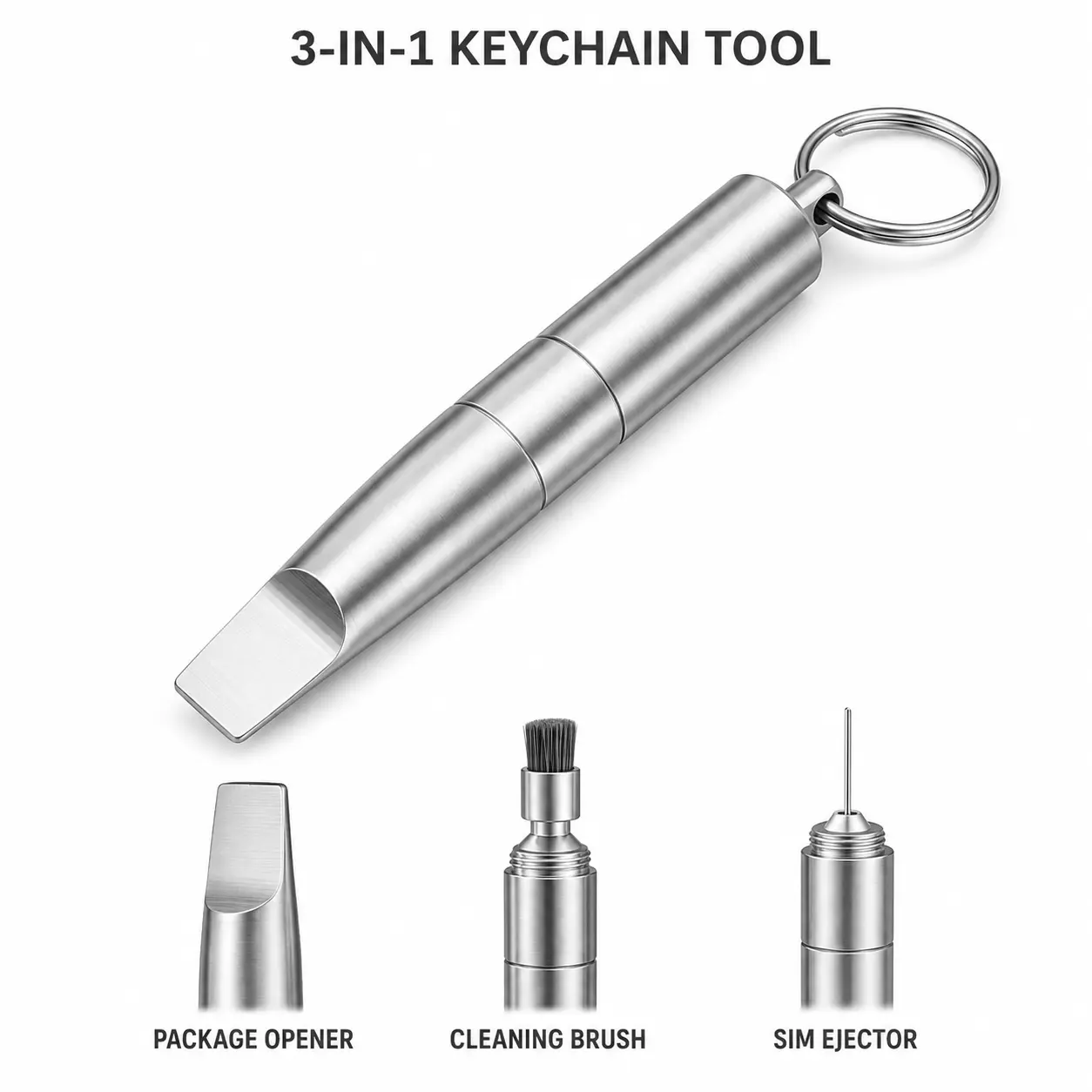 3-in-1 Phone Cleaning Brush Tool with SIM Card Ejector Pin & Keychain, Multifunctional Cleaner for Mobile Phone Speakers, Charging Ports, Earbuds and Small Electronics