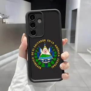 El Salvador Coat of Arms Phone Case, Enhanced Camera Protection,Shockproof Skin-Friendly Touch Soft Cover for Samsung Galaxy S21 S22 S23 S24 S25 S26 Ultra Plus FE A13 A14 A15 A16 A17 A33 A34 A35 A36 A52 A53 A54 Note20, Patriotic Salvadoran Flag Design