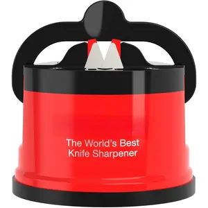 - Editions - Hands Free  Sharpener - Easy to Use Sharpening Tool with PowerGrip Suction Base and 20- Pre-Set Angle - for  : Chef's, Serrated, and Hardened Steel - Red