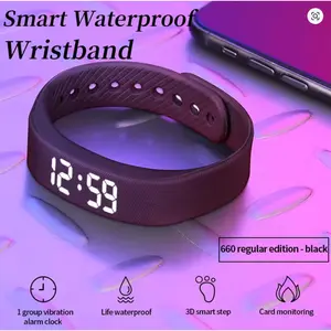 2026 LED Digital  Smart Bracelet hoop Clock Reminder Sleep Monitor 24 Hours comfortable Waterproof  Pedometer Rechargeable Bracelet step count wireless charger fashion watch outdoor gear
