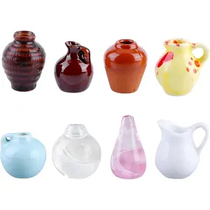 8 PCS Mini Bud Vases Magnetic for Fridge, Cute Ceramic Vase Magnets, Tiny 3D Flower Pot Vases Magnets for Kitchen Refrigerator Locker Office Decoration