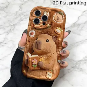Phone Case -1 Pack, Cute Dolphin Reading Book Decorative Pattern Phone Case, 2D Flat Design, Thick Anti Shock Phone Case, Suitable for iPhone 17/16/15/14/13/12/11/7/8/Pro/ProMax/Plus/Air/X/XS/XSMAX Series, Birthday Gift, Holiday Gift, Couple Phone Case
