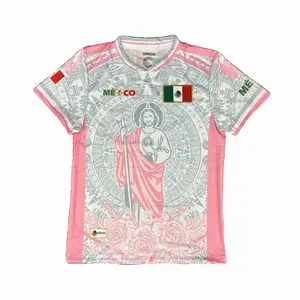 Mexico San Juditas Jersey Gray and Light Pink Unisex Iconic Design with National Flag  Classic Versatile Look