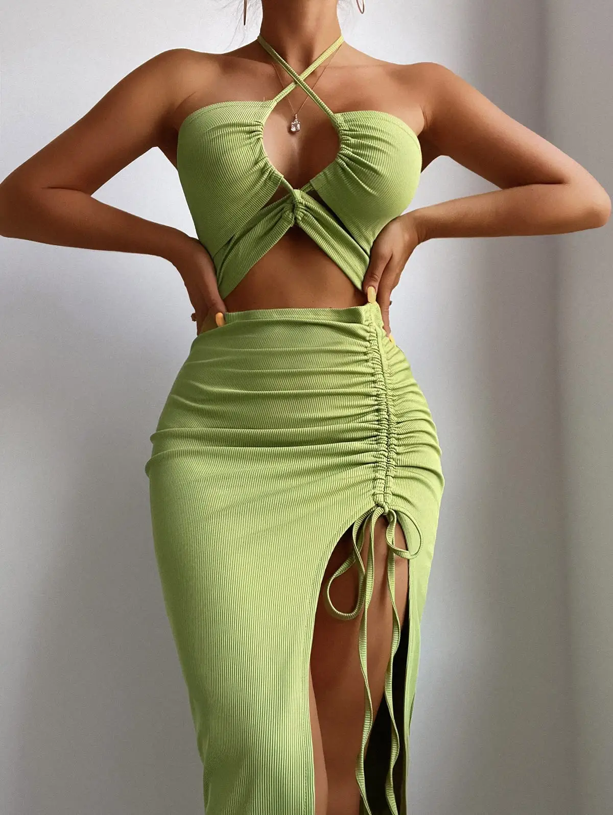 ZAFUL Women's Sleeveless Dress Sex Midi Halter Dresses Criss Cross Cami Womens Dresses Dress for Party