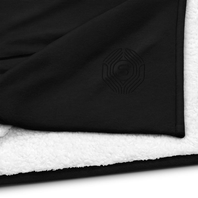 Premium sherpa blanket BLACK LOGO