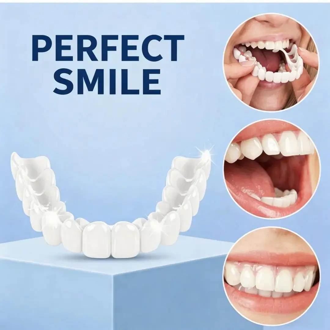 Instant Smile Snap-On Veneers, 3 Pairs of Temporary Upper Teeth for Whitening, Reusable, Moldable & Comfortable Fit for Men and Women