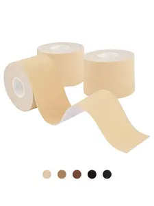 5 Colors Available, 3 Rolls Pack, Invisible Breathable Lift-Up Breast Tape, Chest Lifting Adhesive Bandage, Suggested Use with Nipple Covers