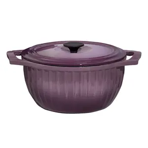 Molung 5.3 Quart Enameled Cast Iron Dutch Oven with Lid, Dual Handles, Oven Safe up to 500°F, Sturdy Dutch Oven Cookware, Fig Color
