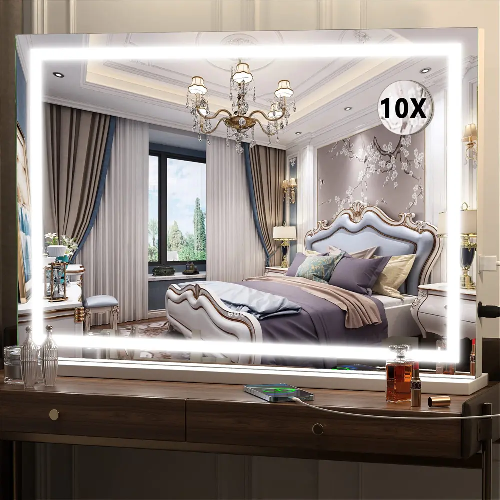 Hasipu Vanity Mirror with Lights, LED Makeup Mirror, Lighted Makeup Mirror with Dimmable 3 Modes, Touch Screen Control Vanity Mirror Gift Decoration