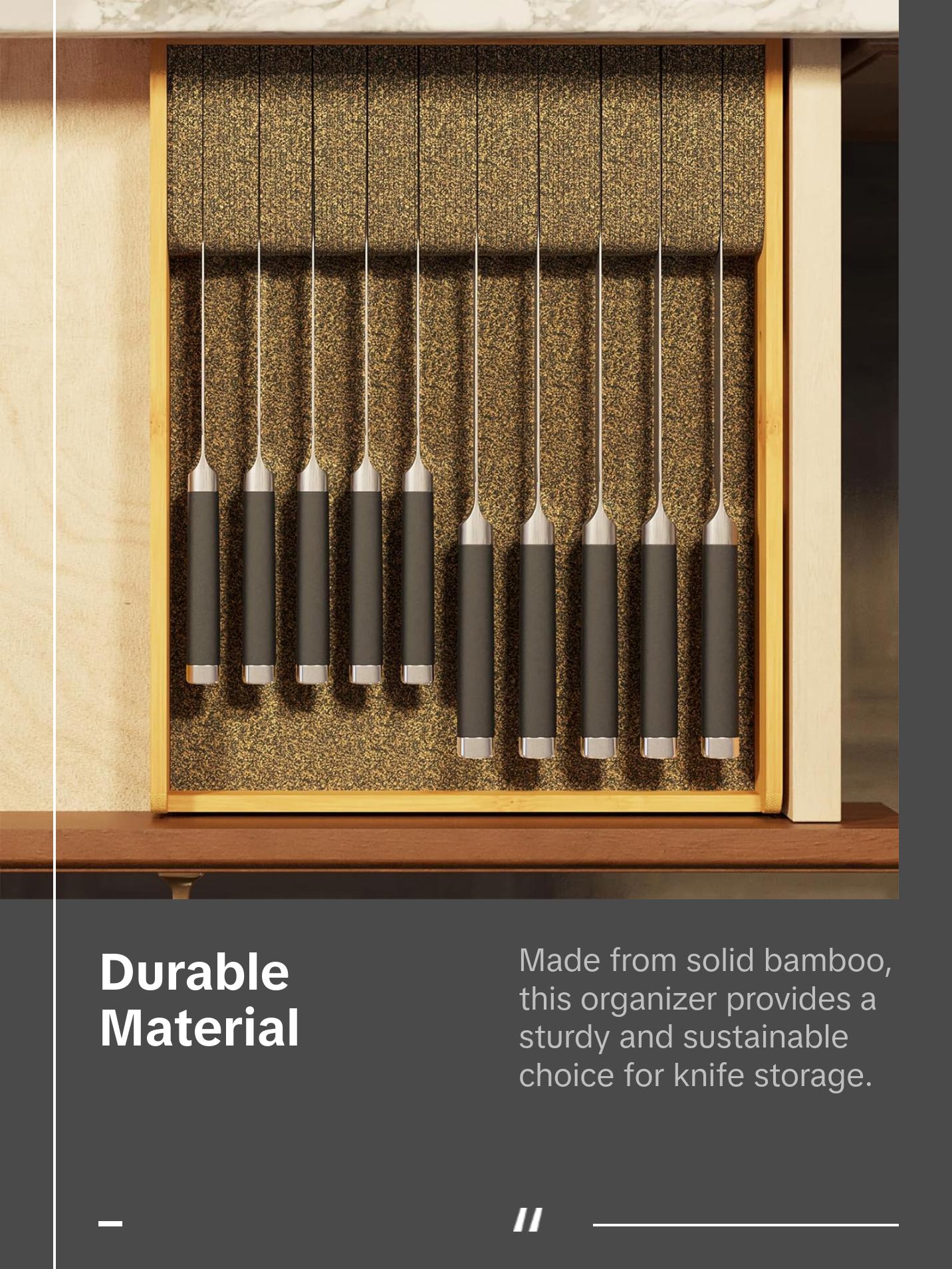 Large Bamboo In Drawer Knife Organizer, 12"W