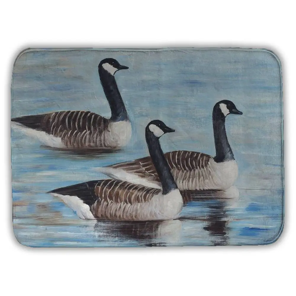 360 stand Rustic Canada Geese in Water Design Rectangle Bath Mat - 17x24 in, Absorbent, Natural, Modern Farmhouse, Bathroom Accessory, Bath Rug, Home Bathroom Supply, Outdoor Decor Gift, Bathroom Mats, Non-Skid Bath Mats
