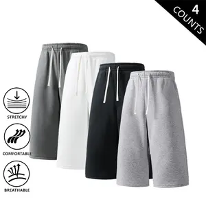 Men’s American Vintage Summer Knit Sports Jogger Shorts, 4-Pack, Loose Straight-Leg Ankle-Length