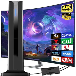 Digital Antenna for Smart TV Indoor, 2025 HD Antennas with 3M-Stick Base, 360 ° &Long Range Reception 4k 1080p for Local Channels, Easy Setup Antenna for TV Without Cable (Black)